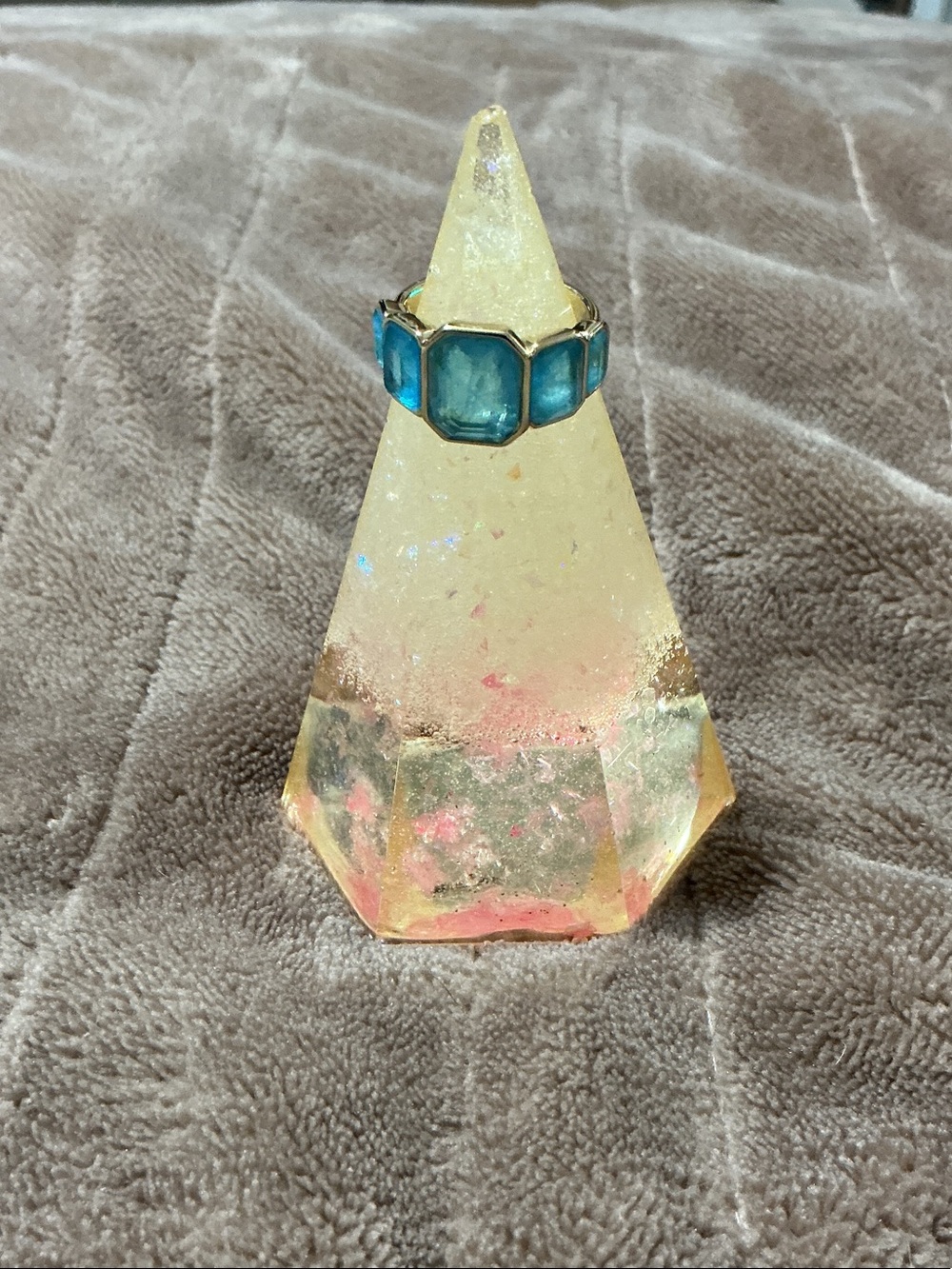 Blue Gemstone Ring - Gold Tone
